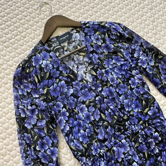 NWOT THE KOOPLES Floral Silk-georgette Purple long sleeves Mini Dress Size 2 - Picture 3 of 14